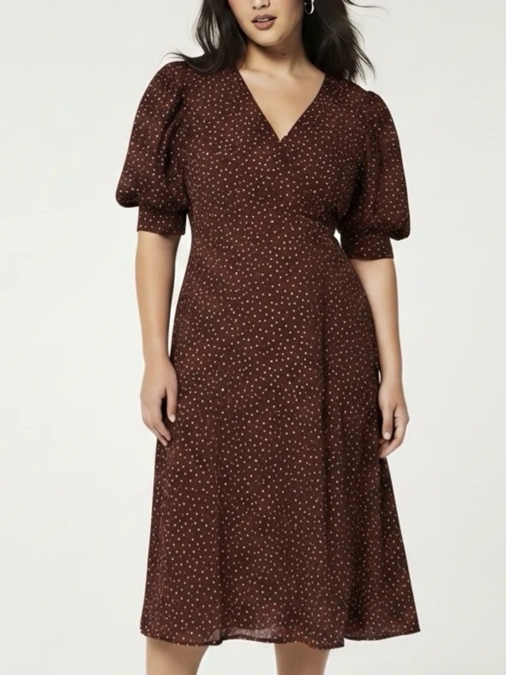 Girl in Mind Brown & White Polka Dot Dress